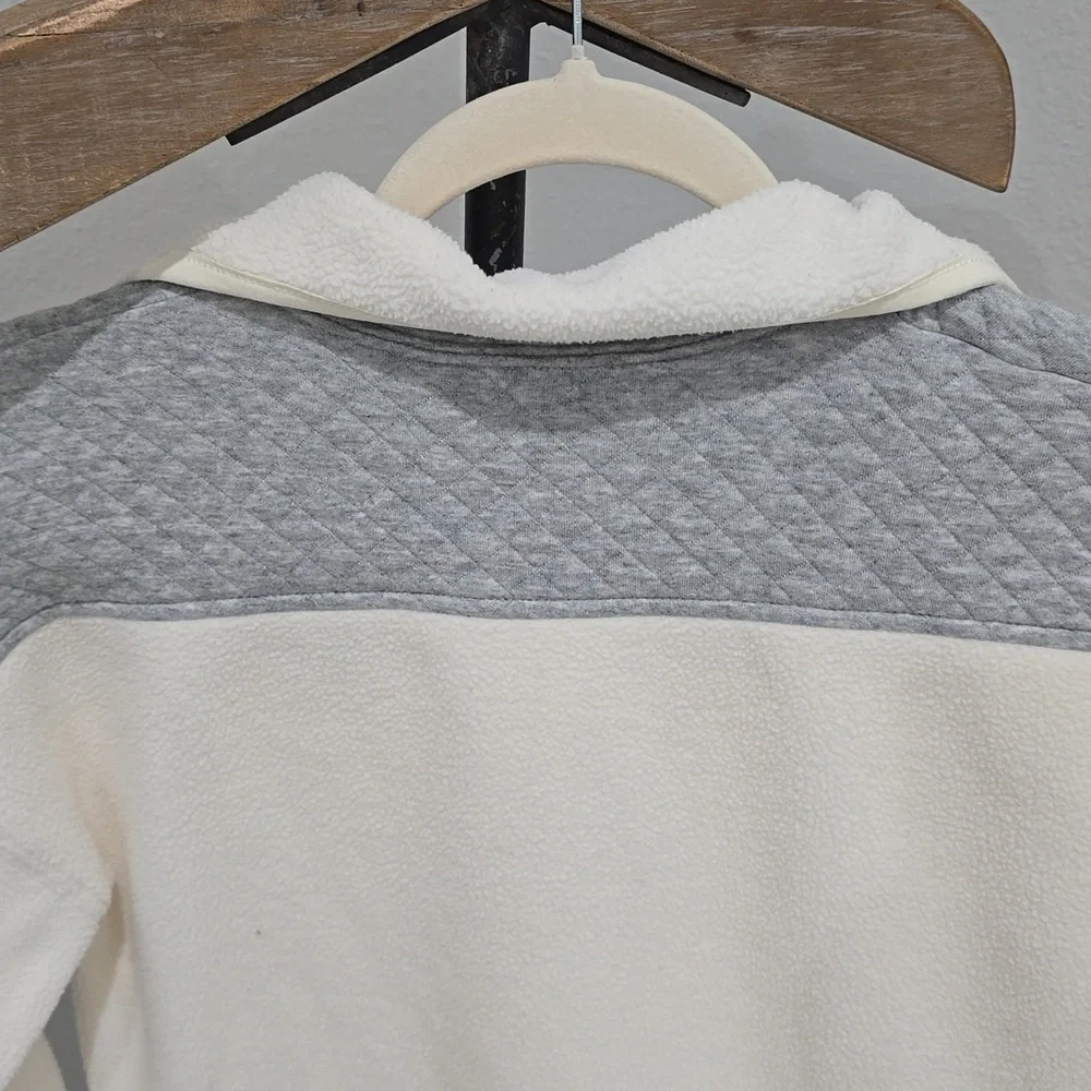 Vineyard Vines Women's Cream Grey Quilted Fleece Pullover Half Zip Womens XXS - Picture 11 of 14